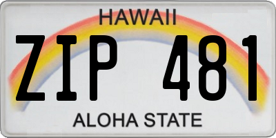HI license plate ZIP481