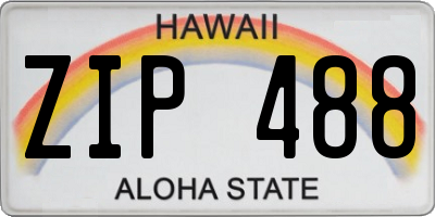HI license plate ZIP488