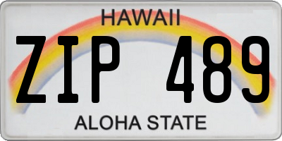 HI license plate ZIP489