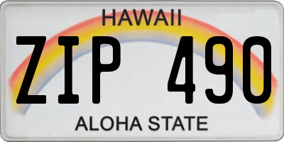 HI license plate ZIP490