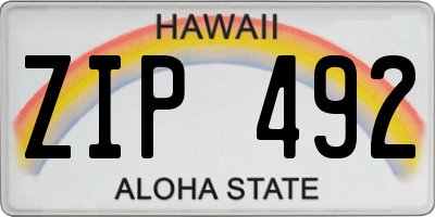 HI license plate ZIP492