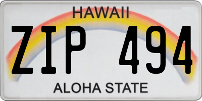 HI license plate ZIP494