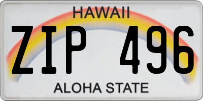 HI license plate ZIP496