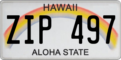 HI license plate ZIP497