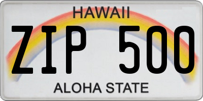 HI license plate ZIP500