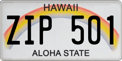 HI license plate ZIP501