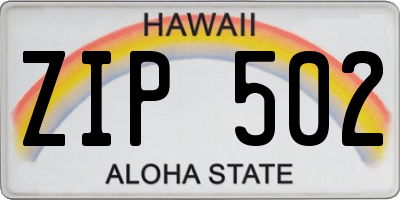HI license plate ZIP502