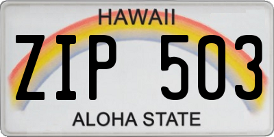 HI license plate ZIP503