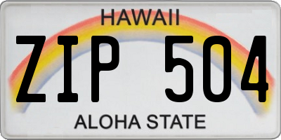 HI license plate ZIP504
