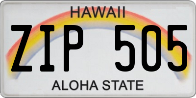 HI license plate ZIP505