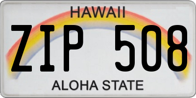 HI license plate ZIP508