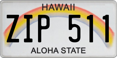 HI license plate ZIP511