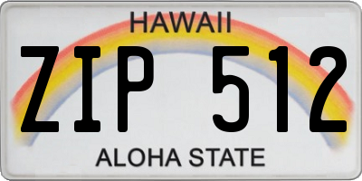 HI license plate ZIP512