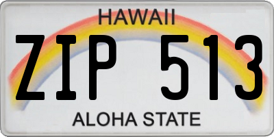 HI license plate ZIP513