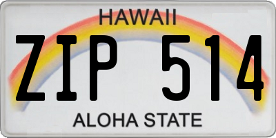HI license plate ZIP514