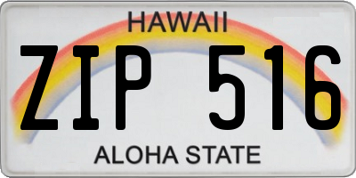 HI license plate ZIP516