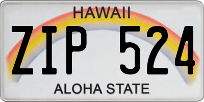 HI license plate ZIP524