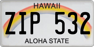 HI license plate ZIP532