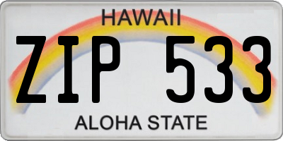 HI license plate ZIP533