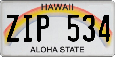HI license plate ZIP534