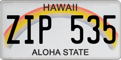 HI license plate ZIP535