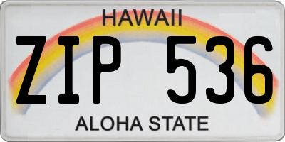 HI license plate ZIP536