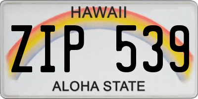 HI license plate ZIP539