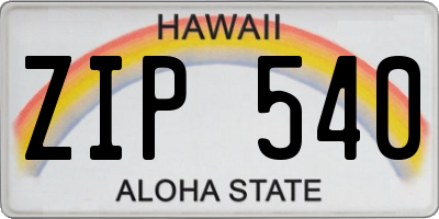 HI license plate ZIP540