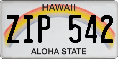 HI license plate ZIP542
