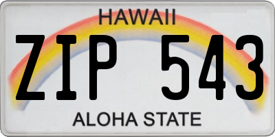 HI license plate ZIP543