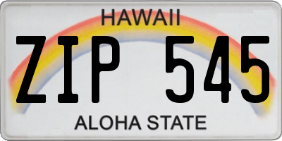 HI license plate ZIP545