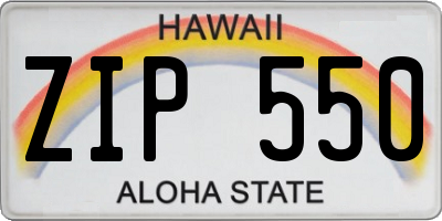 HI license plate ZIP550
