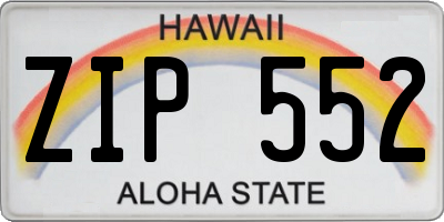 HI license plate ZIP552