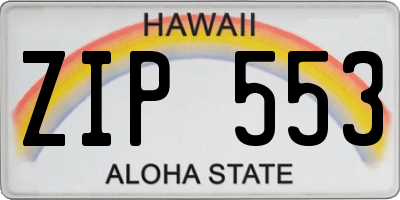 HI license plate ZIP553
