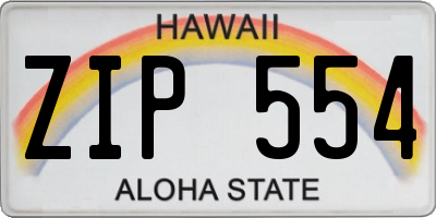 HI license plate ZIP554