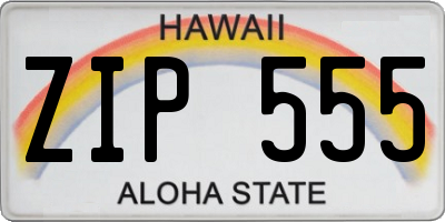 HI license plate ZIP555