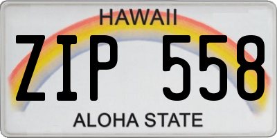 HI license plate ZIP558