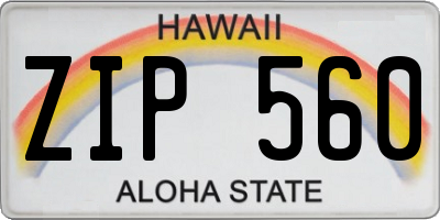 HI license plate ZIP560