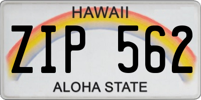 HI license plate ZIP562
