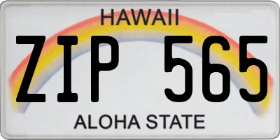 HI license plate ZIP565