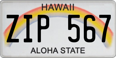 HI license plate ZIP567
