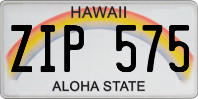 HI license plate ZIP575