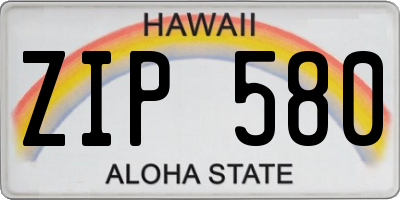 HI license plate ZIP580