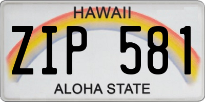 HI license plate ZIP581