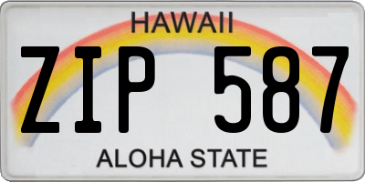HI license plate ZIP587