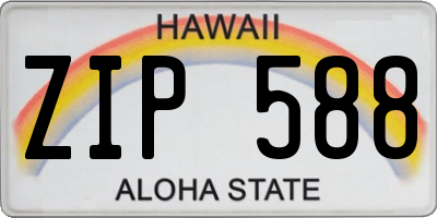 HI license plate ZIP588
