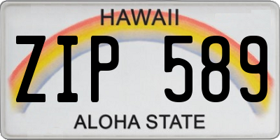 HI license plate ZIP589