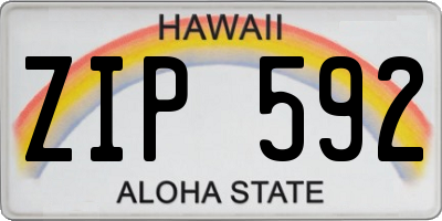 HI license plate ZIP592