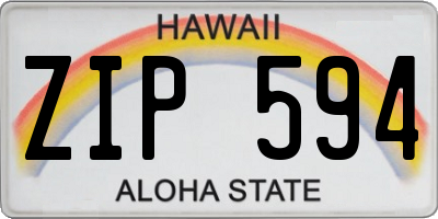 HI license plate ZIP594