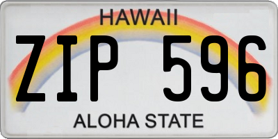 HI license plate ZIP596